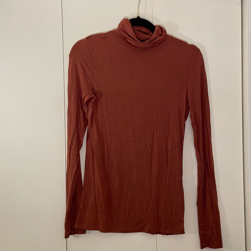 Lightweight terra cotta turtleneck
